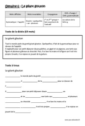 Exercice Le géant glouton - Dictée préparée 6 - A trous : 6ème Harmos - Cycle 3 - PDF à imprimer