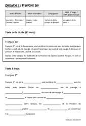 Exercice François 1er - Dictée préparée 7 - A trous : 6ème Harmos - Cycle 3 - PDF à imprimer