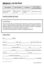 Exercice Les îles Féroé - Dictée préparée 11 - A trous : 6ème Harmos - Cycle 3 - PDF à imprimer
