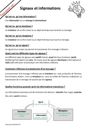 Qu'est - ce qu’un signal et une information ? : 8ème Harmos - PDF à imprimer