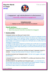 Fraternité, solidarité et engagement - Séquence - Fiche de préparation : 3eme, 4ème Harmos - PDF à imprimer