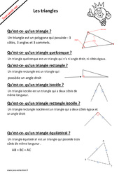 Qu'est - ce qu'un triangle et quels sont tous les types de triangles ? : 5ème, 6ème, 7ème Harmos - PDF à imprimer