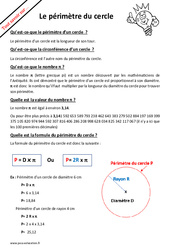 Qu'est - ce que le périmètre d’un cercle  ? : 8ème Harmos - PDF à imprimer