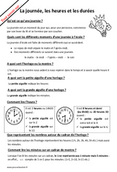 Qu'est - ce qu’une journée, heures, durées ? : 4ème Harmos - PDF à imprimer