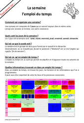 Comment est organisée une semaine, un emploi du temps ? : 4ème, 5ème Harmos - PDF à imprimer