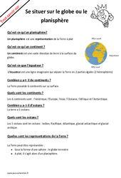 Comment se situer sur le globe ou le planisphère ? : 4ème Harmos - PDF à imprimer