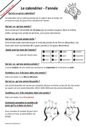 Qu'est - ce qu’un calendrier; année, semaines, mois ? : 4ème Harmos - PDF à imprimer
