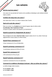 Comment expliquer les saisons ? : 5ème Harmos - PDF à imprimer