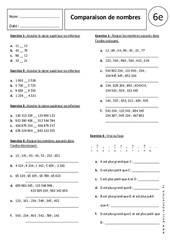 Comparaison de nombres - Exercices corrigés - Nombres entiers : 8ème Harmos - PDF à imprimer