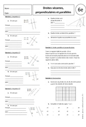 Propriétés - Droites sécantes, perpendiculaires et parallèles - Exercices corrigés - Géométrie : 8ème Harmos - PDF à imprimer