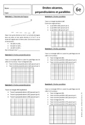 Exercices corrigés - Droites sécantes, perpendiculaires et parallèles - Géométrie : 8ème Harmos - PDF à imprimer