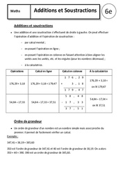 Additions - Soustractions - Cours - Calculs : 8ème Harmos - PDF à imprimer