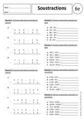 Soustractions - Exercices corrigés - Calculs : 8ème Harmos - PDF à imprimer