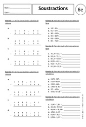 Soustractions - Exercices corrigés - Calculs : 8ème Harmos - PDF à imprimer