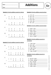 Additions - Exercices corrigés : 8ème Harmos - PDF à imprimer