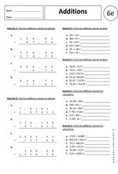 Additions - Exercices corrigés : 8ème Harmos - PDF à imprimer