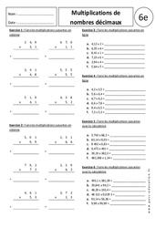 Exercice Multiplications de nombres décimaux - Exercices corrigés : 8ème Harmos - PDF à imprimer