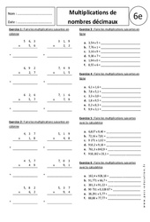 Exercice Multiplications de nombres décimaux - Exercices corrigés : 8ème Harmos - PDF à imprimer