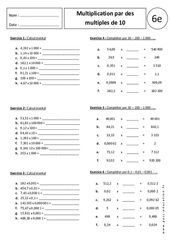 Multiplication par des multiples de 10 - 100 - 1000 ou par 0,1 - 0,01 - 0,001 - Exercices corrigés : 8ème Harmos - PDF à imprimer