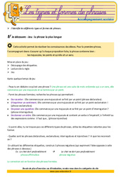 Types et formes de phrases - Soutien scolaire - Aide aux devoirs : 7ème Harmos - PDF à imprimer