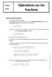 Opérations sur les fractions - Cours : 9eme Harmos - PDF à imprimer