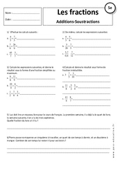 Additions - Soustractions - Fraction - Exercices corrigés : 9eme Harmos - PDF à imprimer