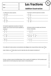 Additions - Soustractions - Fraction - Exercices corrigés : 9eme Harmos - PDF à imprimer