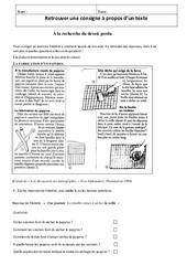 Retrouver une consigne à propos d’un texte - Lecture : 7ème Harmos - PDF à imprimer