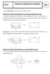 Section du cylindre de révolution - Cours - Géométrie : 11ème Harmos - PDF à imprimer