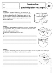 Section d’un parallélépipède rectangle - Exercices corrigés - Section du cylindre de révolution : 11ème Harmos - PDF à imprimer