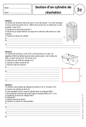 Section d'un cylindre de révolution - Exercices corrigés - Géométrie : 11ème Harmos - PDF à imprimer