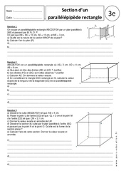 Section du parallélépipède rectangle - Exercices corrigés - Géométrie : 11ème Harmos - PDF à imprimer