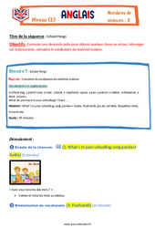 School things - Anglais - The Vadrouille Family - My English Pass : 5ème Harmos - PDF à imprimer