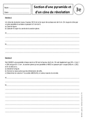 Section d'une pyramide et d'un cône de révolution - Exercices corrigés - Géométrie dans l'espace : 11ème Harmos - PDF à imprimer