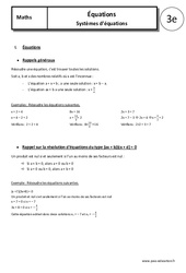 Systèmes d’équations - Cours - Equations : 11ème Harmos - PDF à imprimer