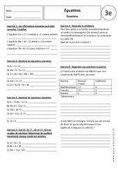 Equations - Exercices corrigés : 11ème Harmos - PDF à imprimer