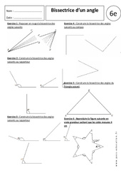 Bissectrice d'un angle - Exercices corrigés - Angles : 8ème Harmos - PDF à imprimer