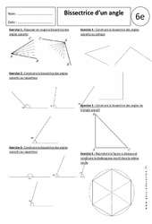 Bissectrice d'un angle - Exercices corrigés - Angles : 8ème Harmos - PDF à imprimer