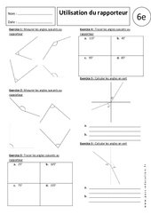 Utilisation du rapporteur - Exercices corrigés - Angles : 8ème Harmos - PDF à imprimer