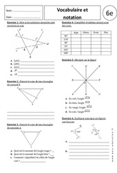 Vocabulaire - Notation - Angles - Exercices corrigés : 8ème Harmos - PDF à imprimer