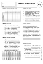 Critères de divisibilité - Exercices corrigés - Divisions : 8ème Harmos - PDF à imprimer