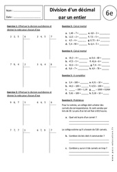 Division d'un décimal par un entier - Exercices corrigés - Divisions : 8ème Harmos - PDF à imprimer