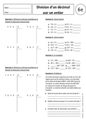 Division d'un décimal par un entier - Exercices corrigés - Divisions : 8ème Harmos - PDF à imprimer