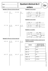 Quotient décimal de 2 entiers - Exercices corrigés - Divisions : 8ème Harmos - PDF à imprimer