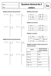 Quotient décimal de 2 entiers - Exercices corrigés - Divisions : 8ème Harmos - PDF à imprimer