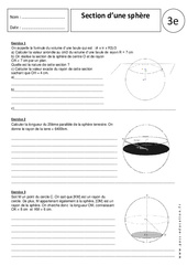 Section d'une sphère - Exercices corrigés - Géométrie dans l'espace : 11ème Harmos - PDF à imprimer