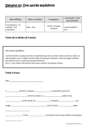 Verbes  au passé composé - Accord adjectif - Nom - Dictée préparée - A trous : 5ème Harmos - PDF à imprimer