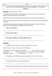 Environnement et développement durable protégeons l’atmosphère - Exercices corrigés - Physique - Chimie : 10ème Harmos - PDF à imprimer