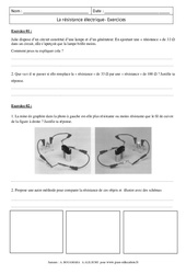 Résistance électrique - Exercices corrigés - Physique - Chimie : 10ème Harmos - PDF à imprimer