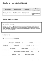 Exercice Verbes au passé composé - Noms féminins en é ou ée - Dictée préparée 30 - A trous : 6ème Harmos - Cycle 3 - PDF à imprimer
